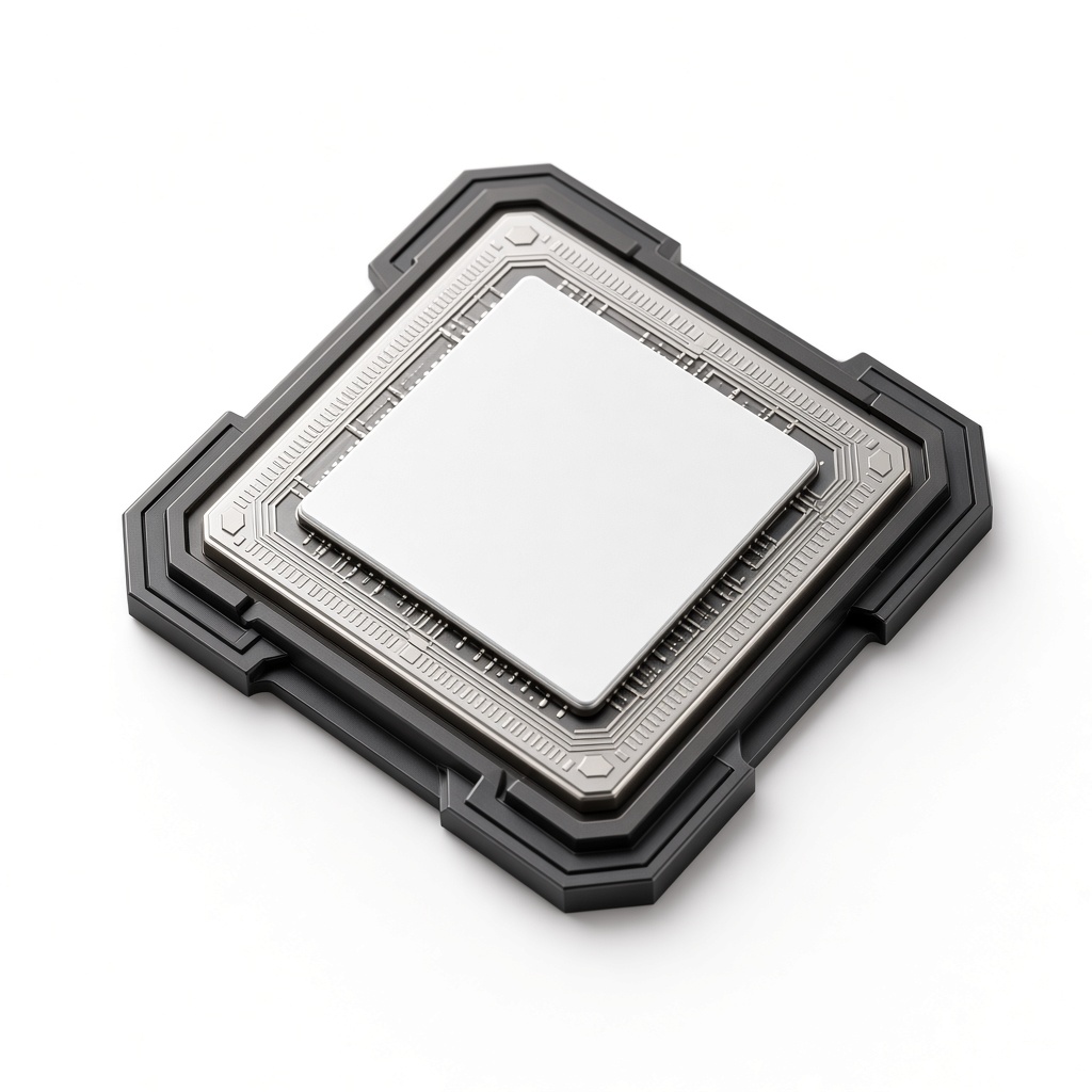 White titanium microchip with orange laser accents